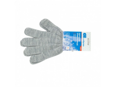 Перчатки трикотажные, акрил, серая туча, оверлок Россия Сибртех