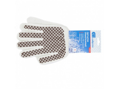 Перчатки трикотажные, ПВХ гель шахматный облив, оверлок Россия Сибртех